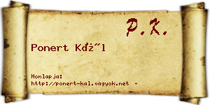Ponert Kál névjegykártya